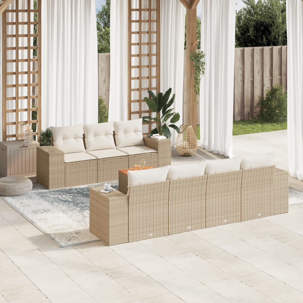 vidaXL 8-delige Loungeset met kussens poly rattan zwart