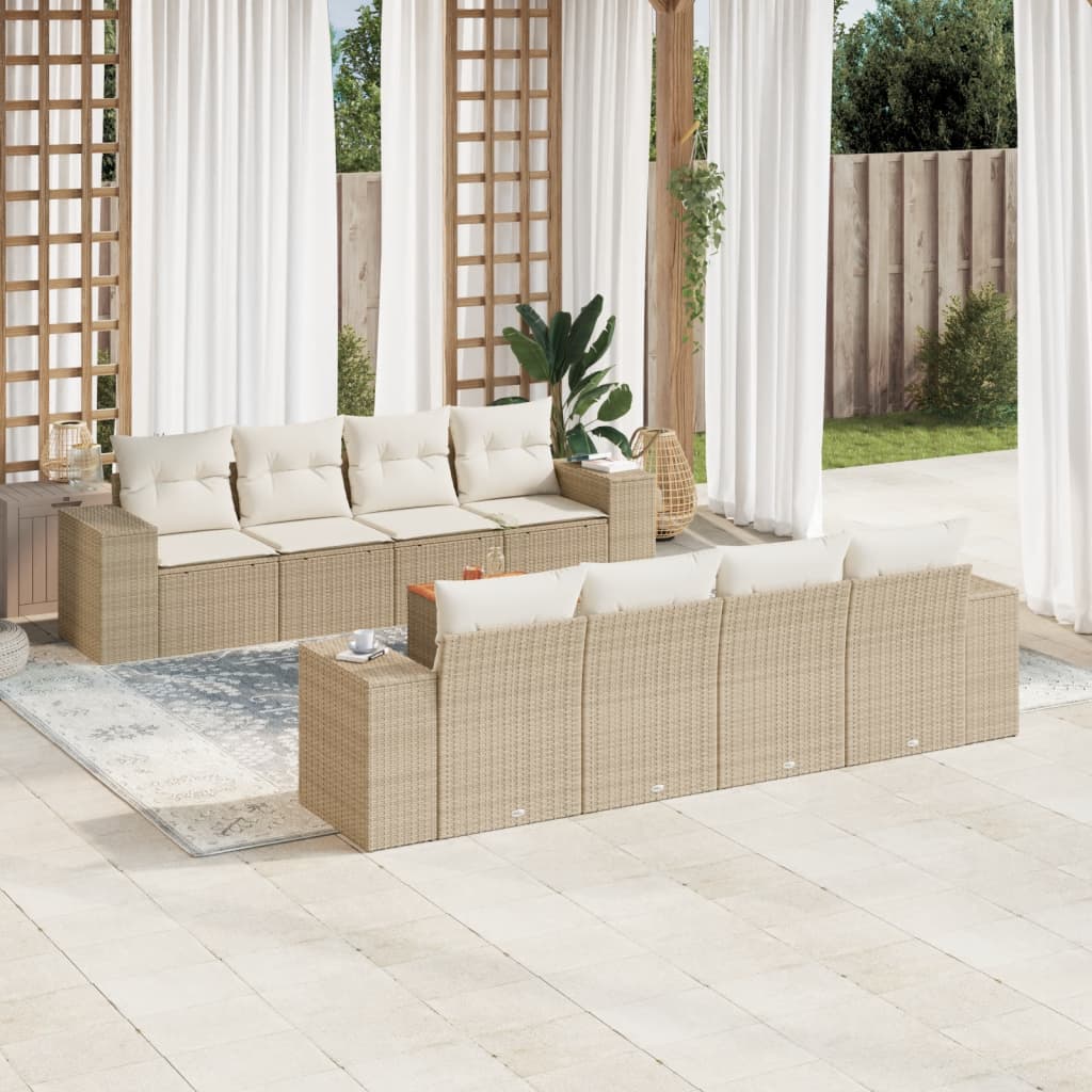 vidaXL 9-delige Loungeset met kussens poly rattan zwart