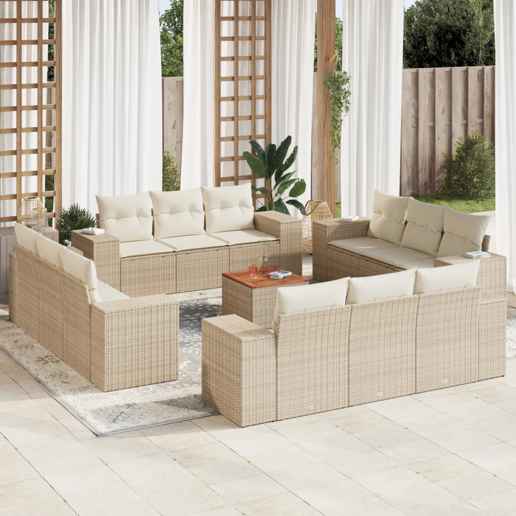 vidaXL 13-Piece Poly Rattan Lounge Set with Cushions Black