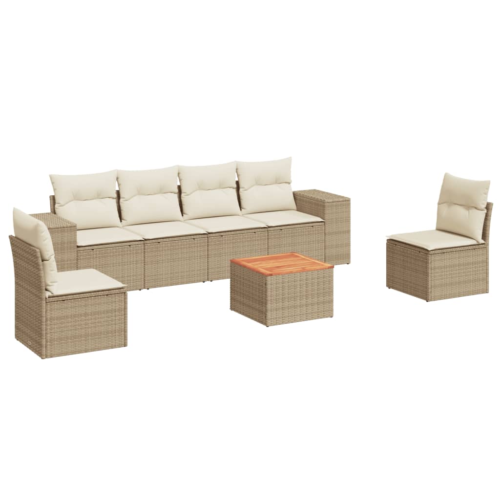 vidaXL 7-delige Loungeset met kussens poly rattan zwart