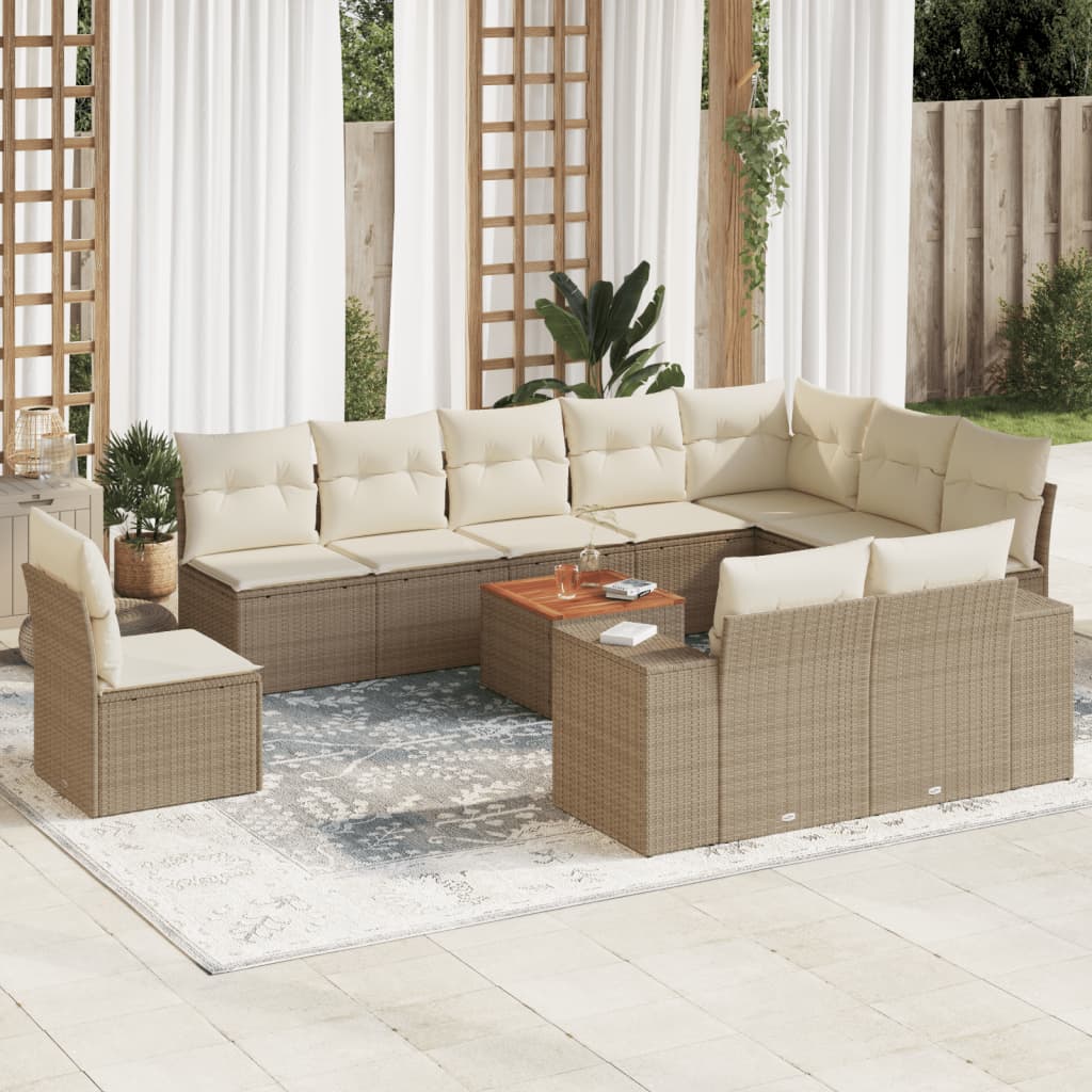 vidaXL 11-delige Loungeset met kussens poly rattan zwart