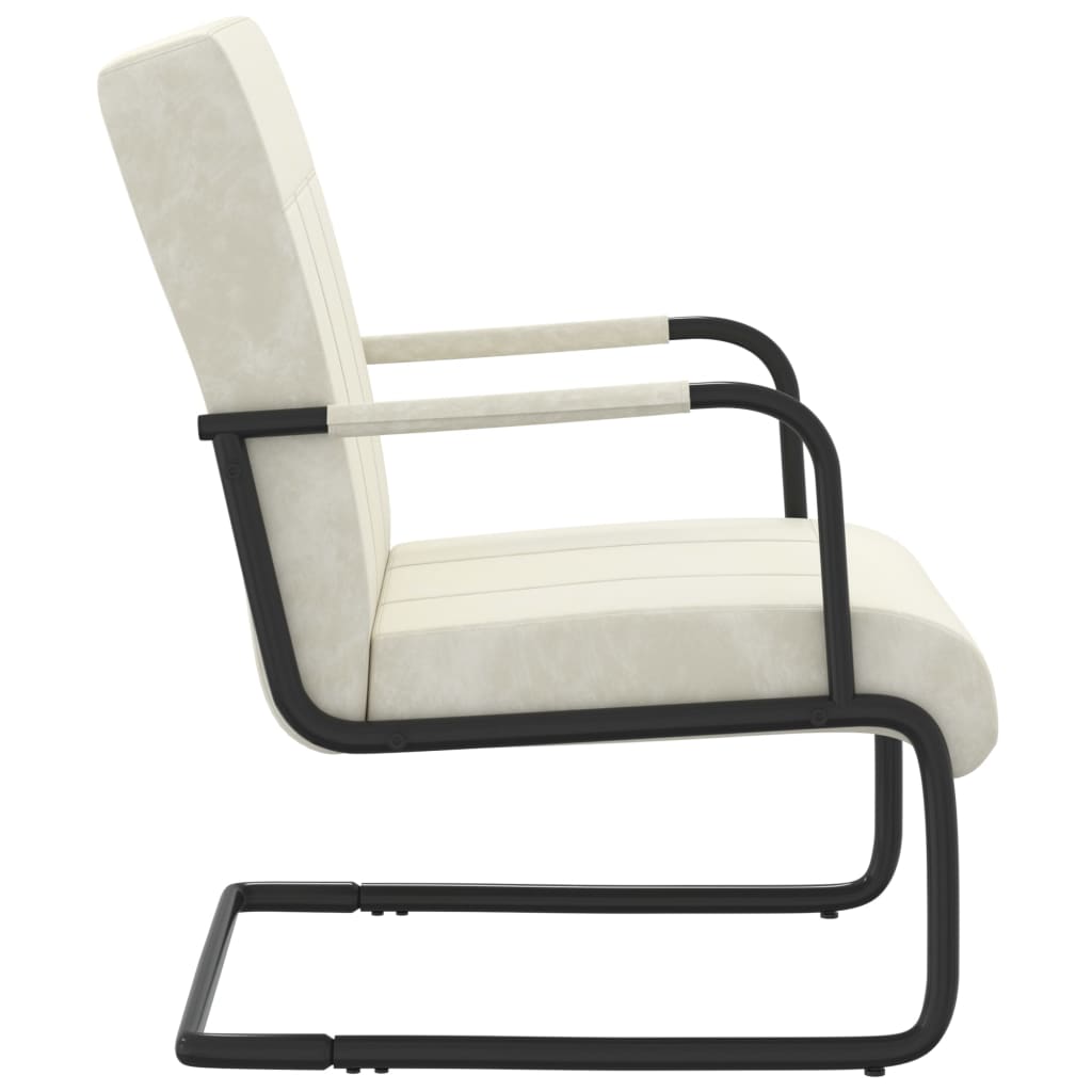 vidaXL Chair velvet cream white