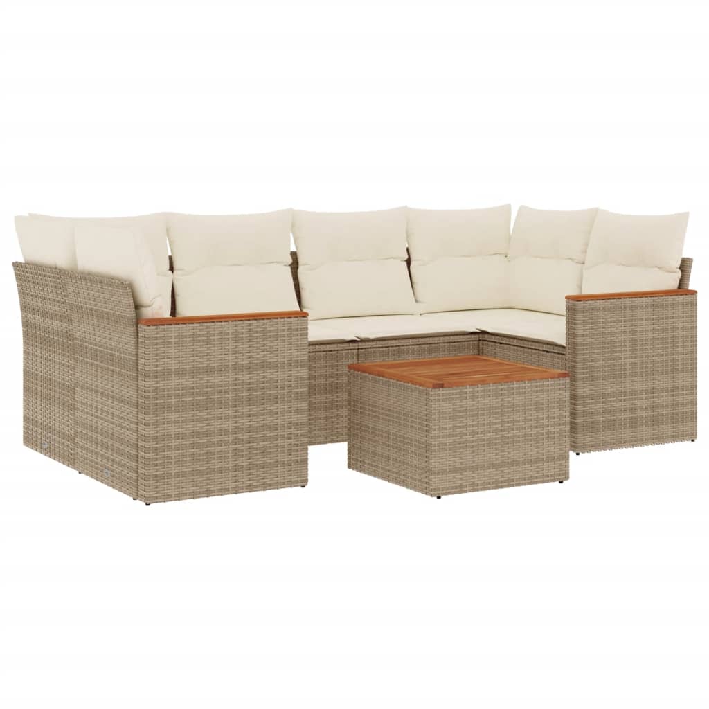 vidaXL 7-delige Loungeset met kussens poly rattan zwart