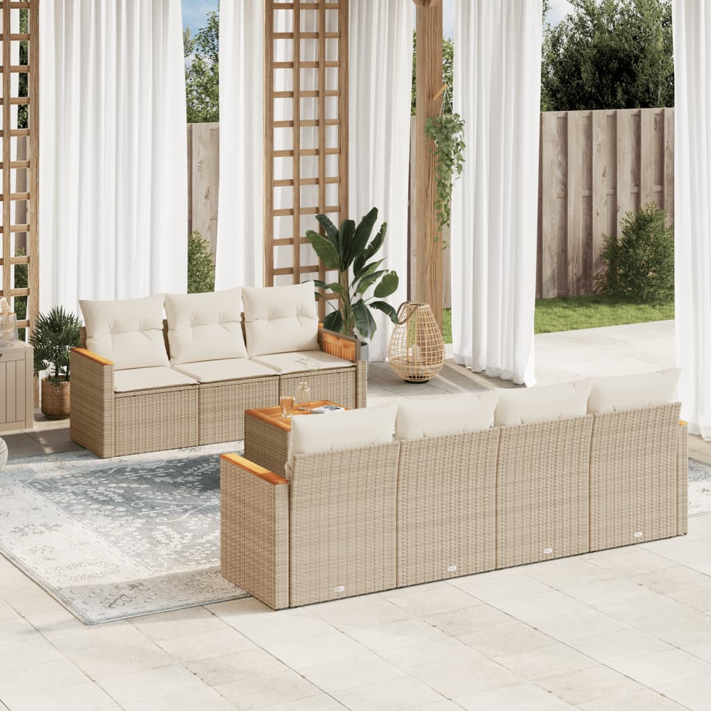 vidaXL 8-delige Loungeset met kussens poly rattan zwart