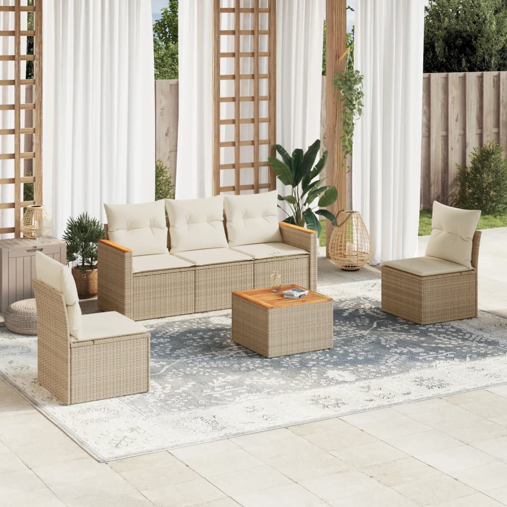 vidaXL 5-Piece Lounge Set with Cushions Poly Rattan Black