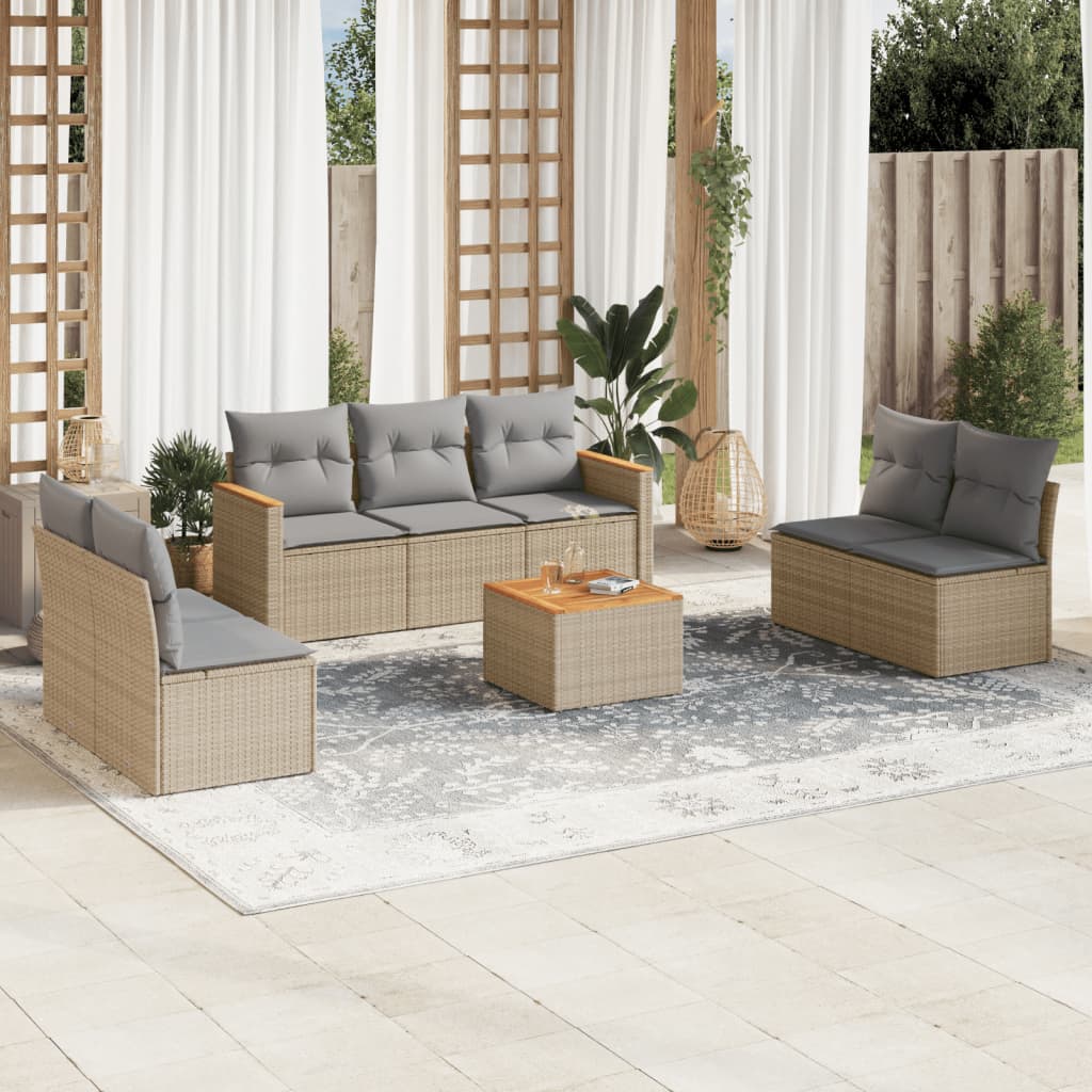 vidaXL 7-delige Loungeset met kussens poly rattan zwart