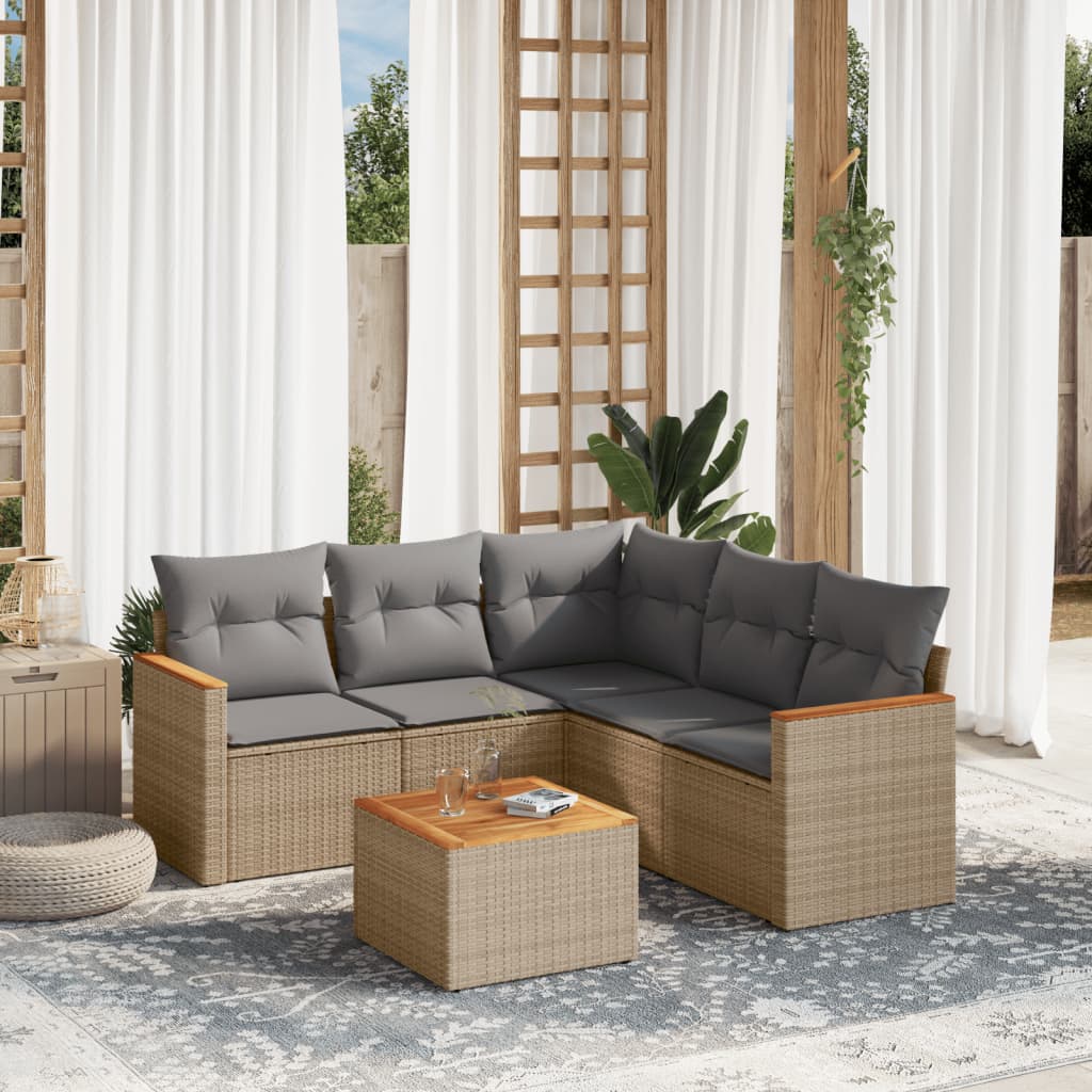 vidaXL 5-delige Loungeset met kussens poly rattan zwart