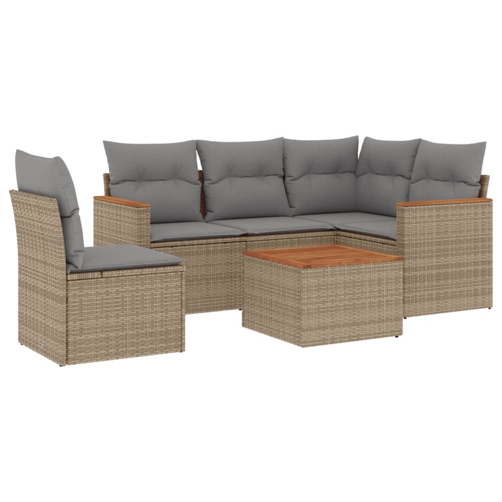 vidaXL 5-delige Loungeset met kussens poly rattan zwart