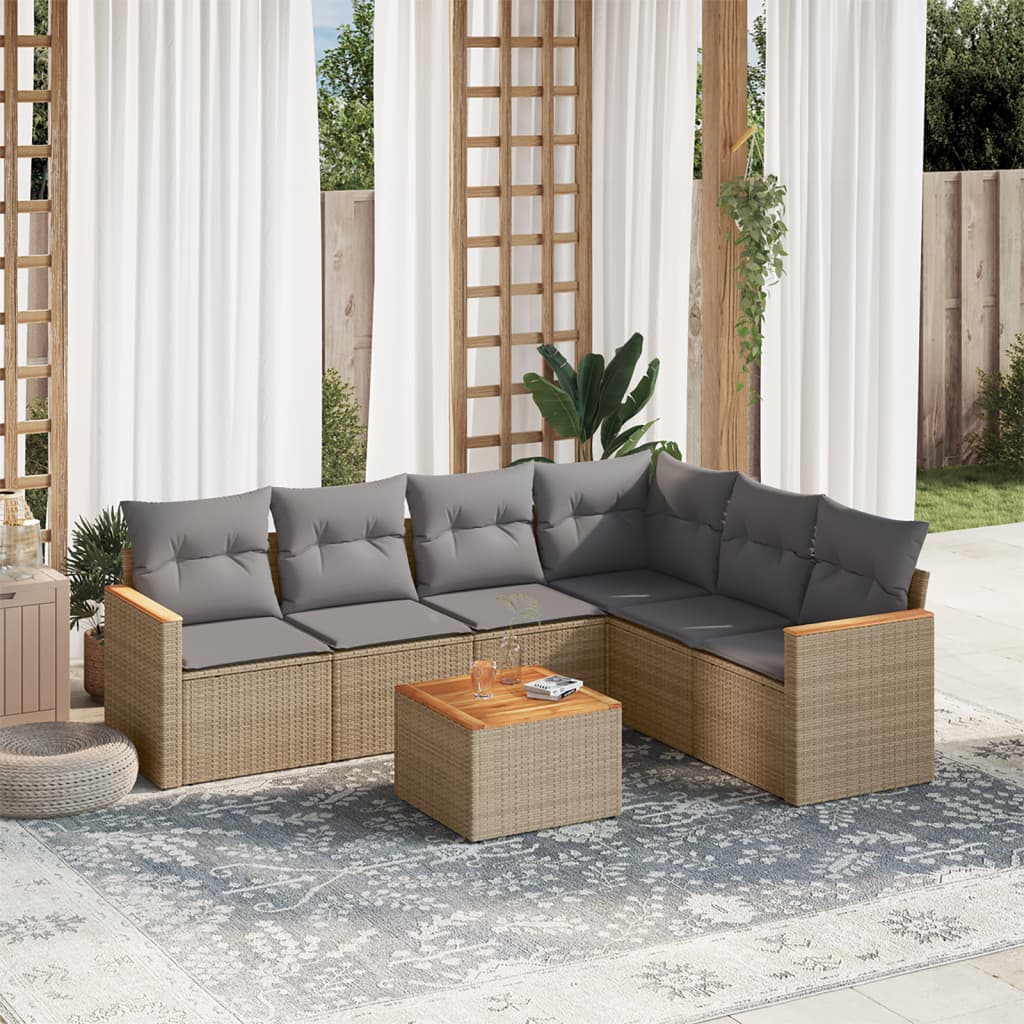 vidaXL 6-Piece Lounge Set with Cushions Poly Rattan Black