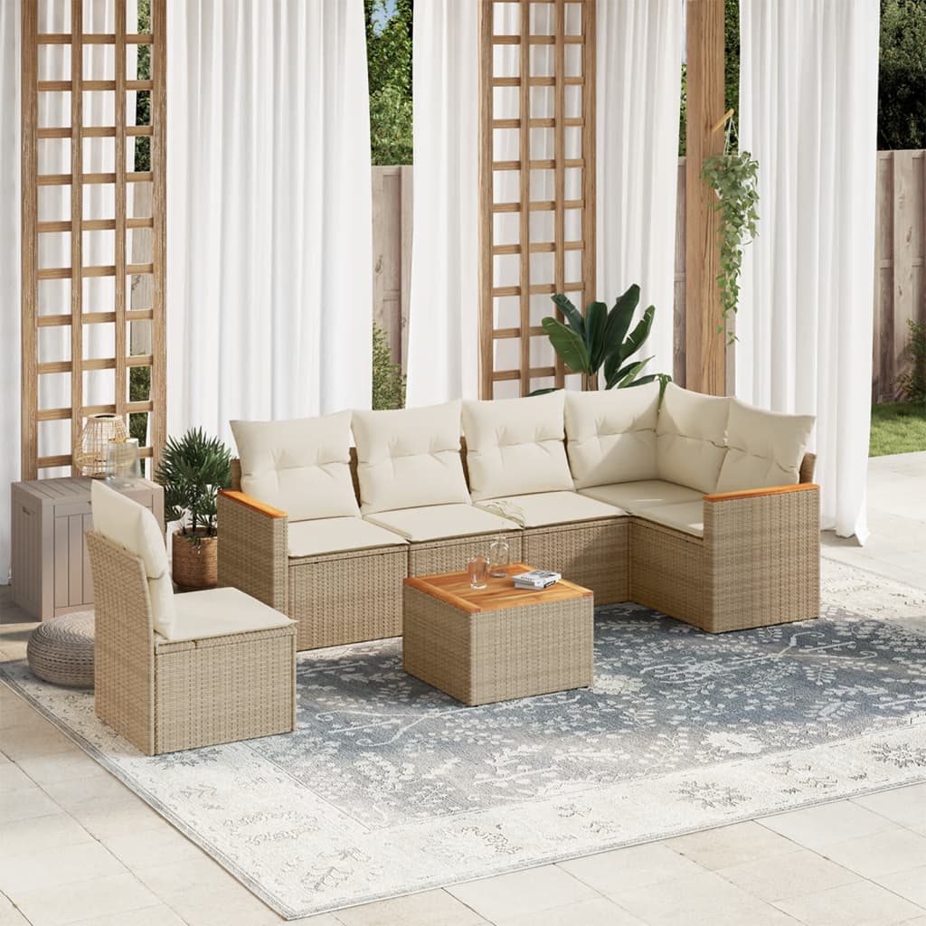 vidaXL 6-delige Loungeset met kussens poly rattan zwart