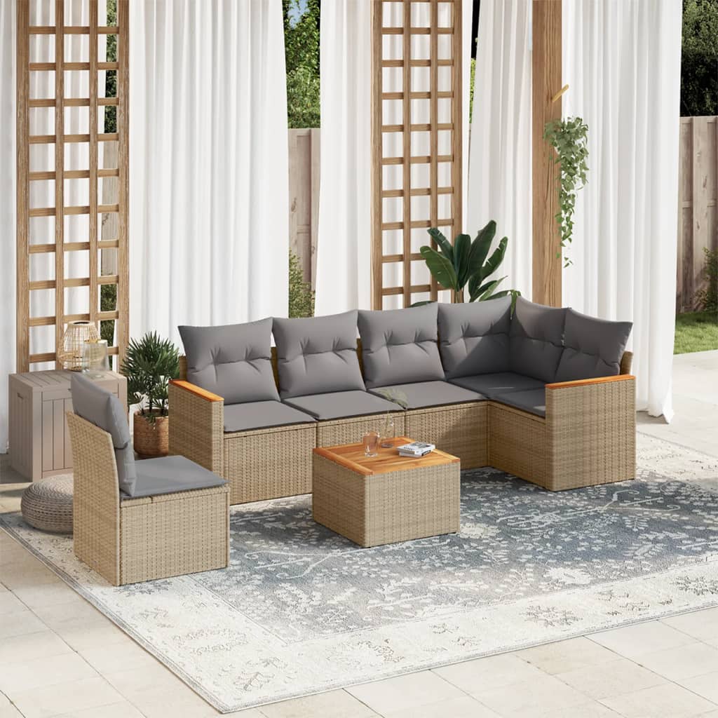 vidaXL 6-delige Loungeset met kussens poly rattan zwart