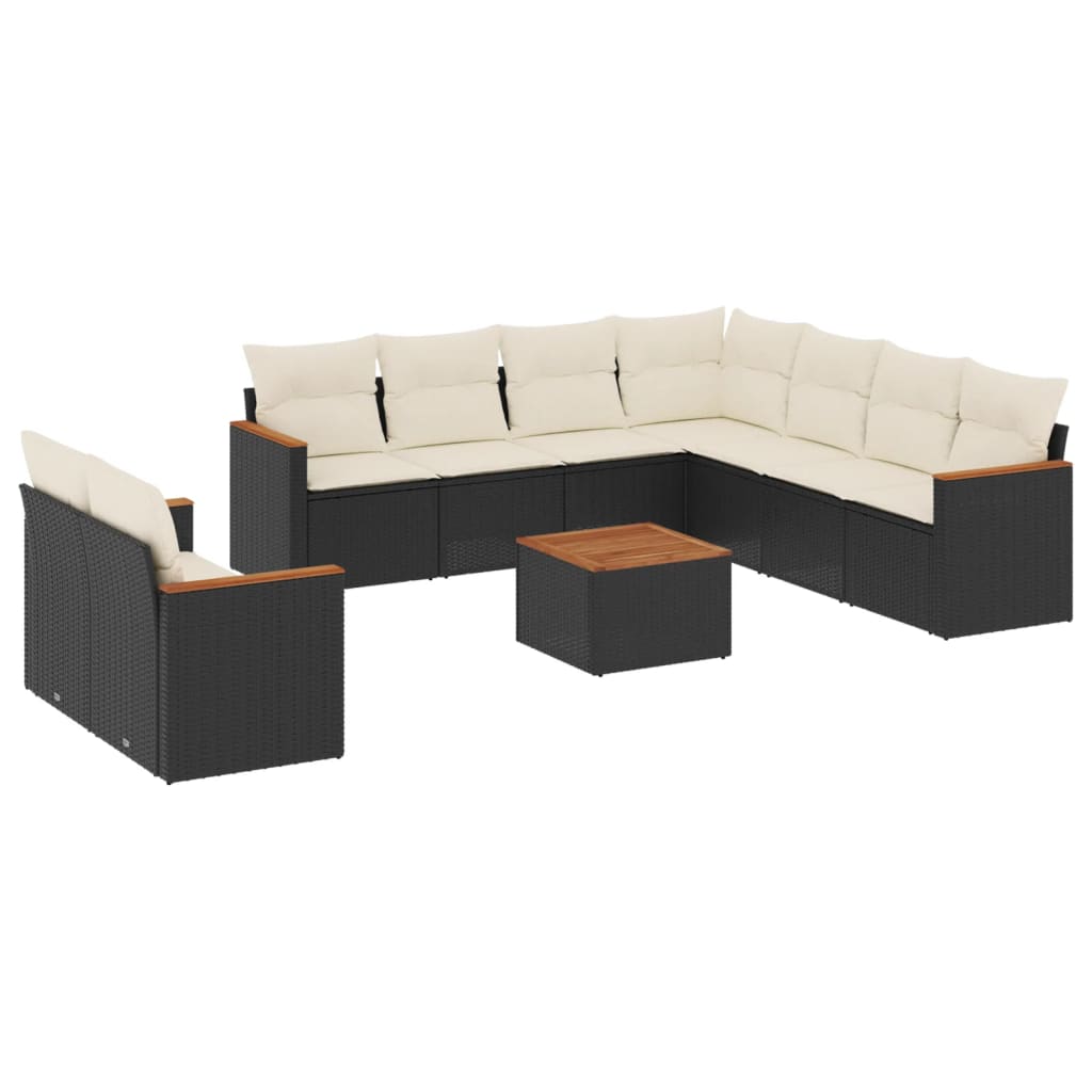 vidaXL 9-piece Lounge Set with Cushions Poly Rattan Black