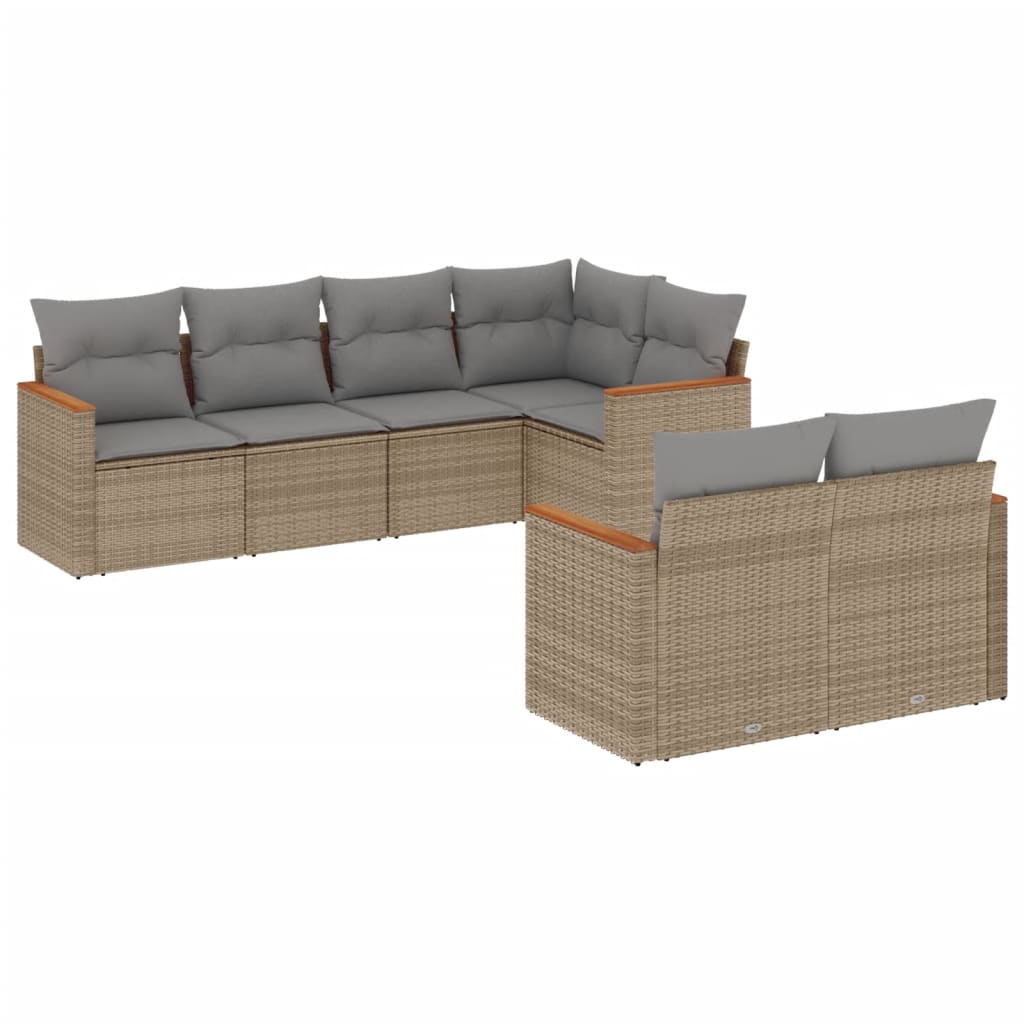 vidaXL 7-delige Loungeset met kussens poly rattan zwart