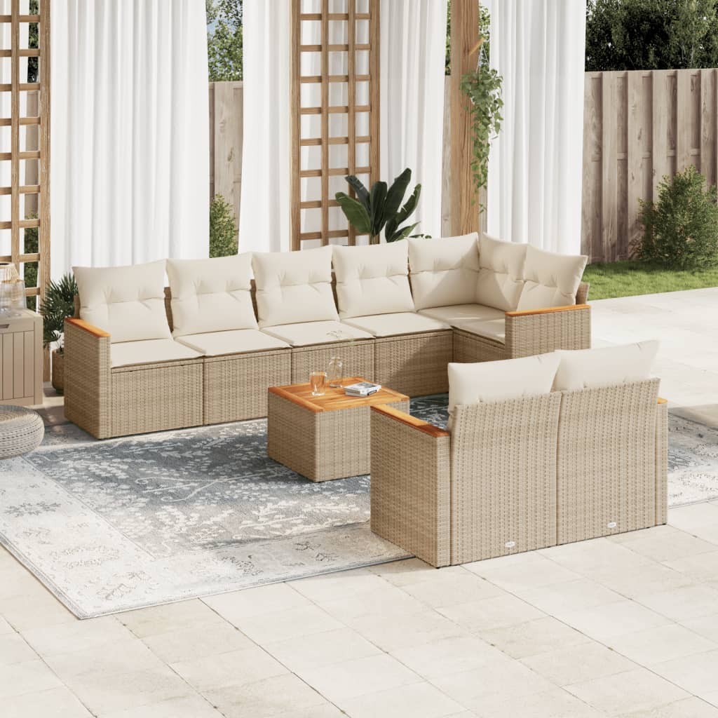 vidaXL 8-delige Loungeset met kussens poly rattan zwart