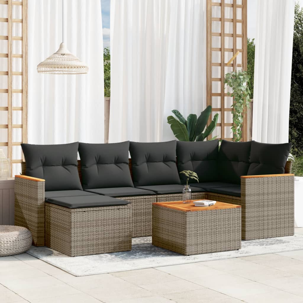 vidaXL 6-piece Lounge Set with Cushions Poly Rattan Black