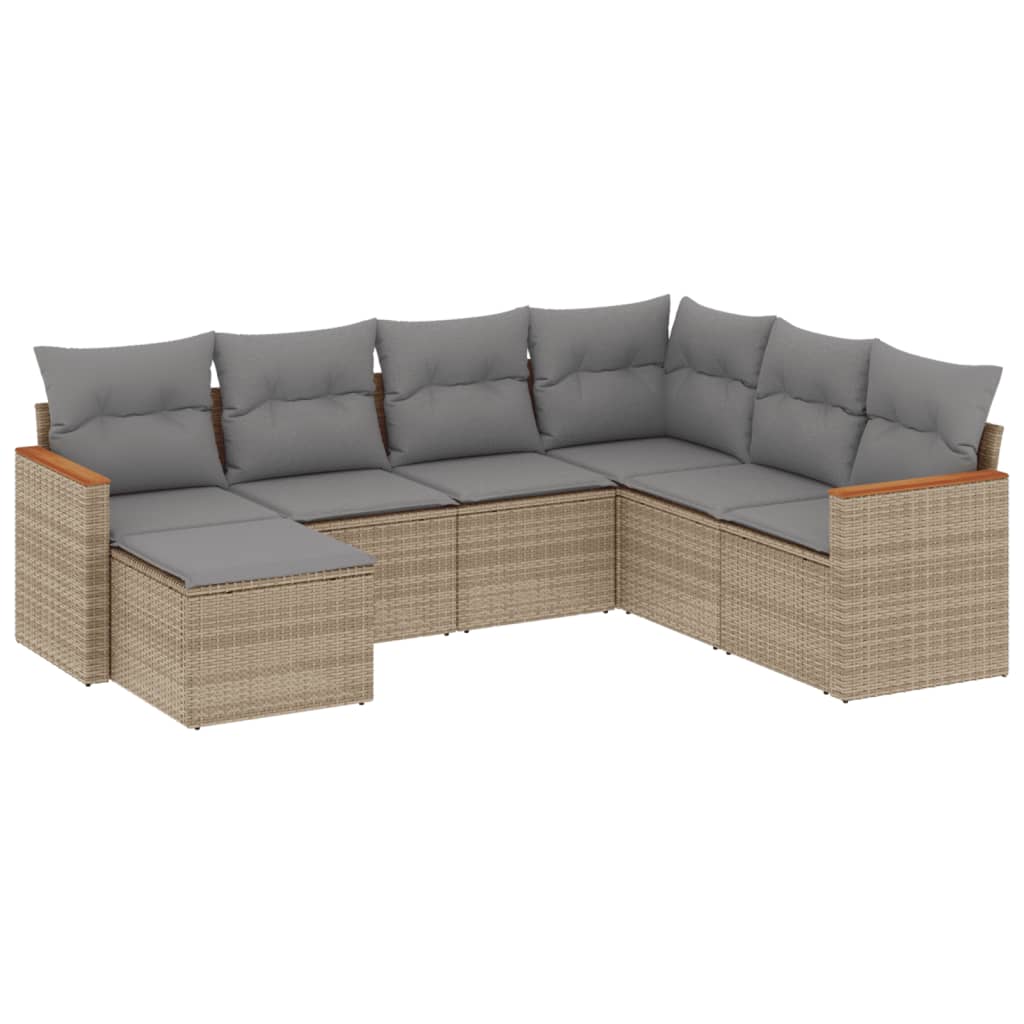 vidaXL 7-Piece Lounge Set with Cushions Poly Rattan Black