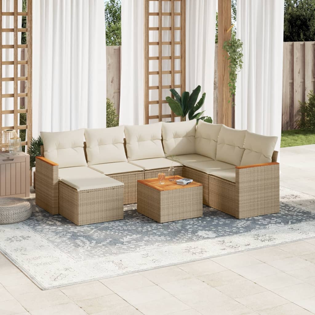 vidaXL 7-Piece Lounge Set with Cushions Poly Rattan Black
