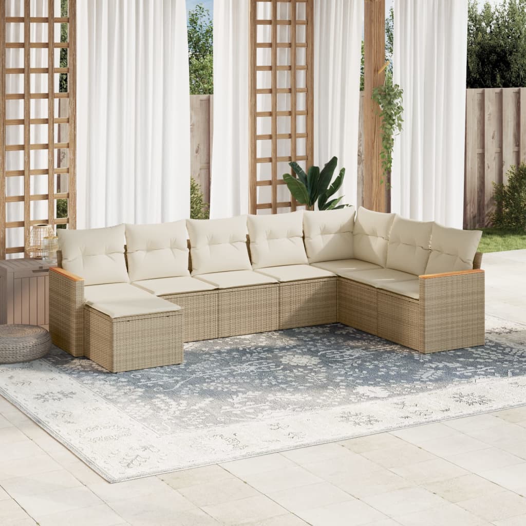vidaXL 8-Piece Lounge Set with Cushions Poly Rattan Black