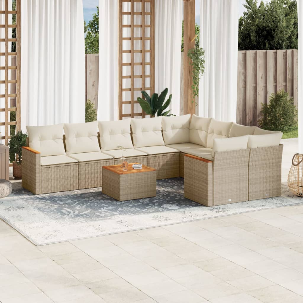 vidaXL 9-delige Loungeset met kussens poly rattan zwart