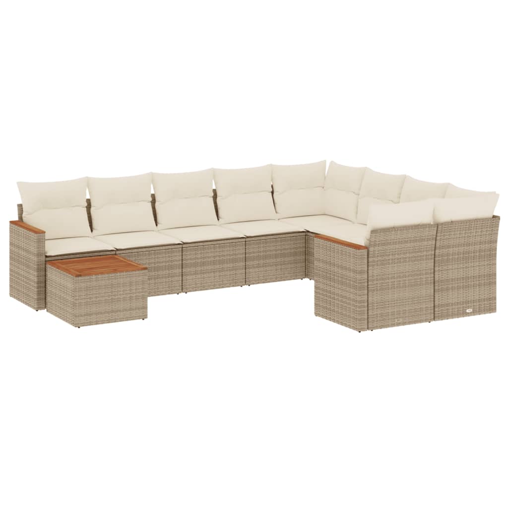 vidaXL 10-delige Loungeset met kussens poly rattan zwart