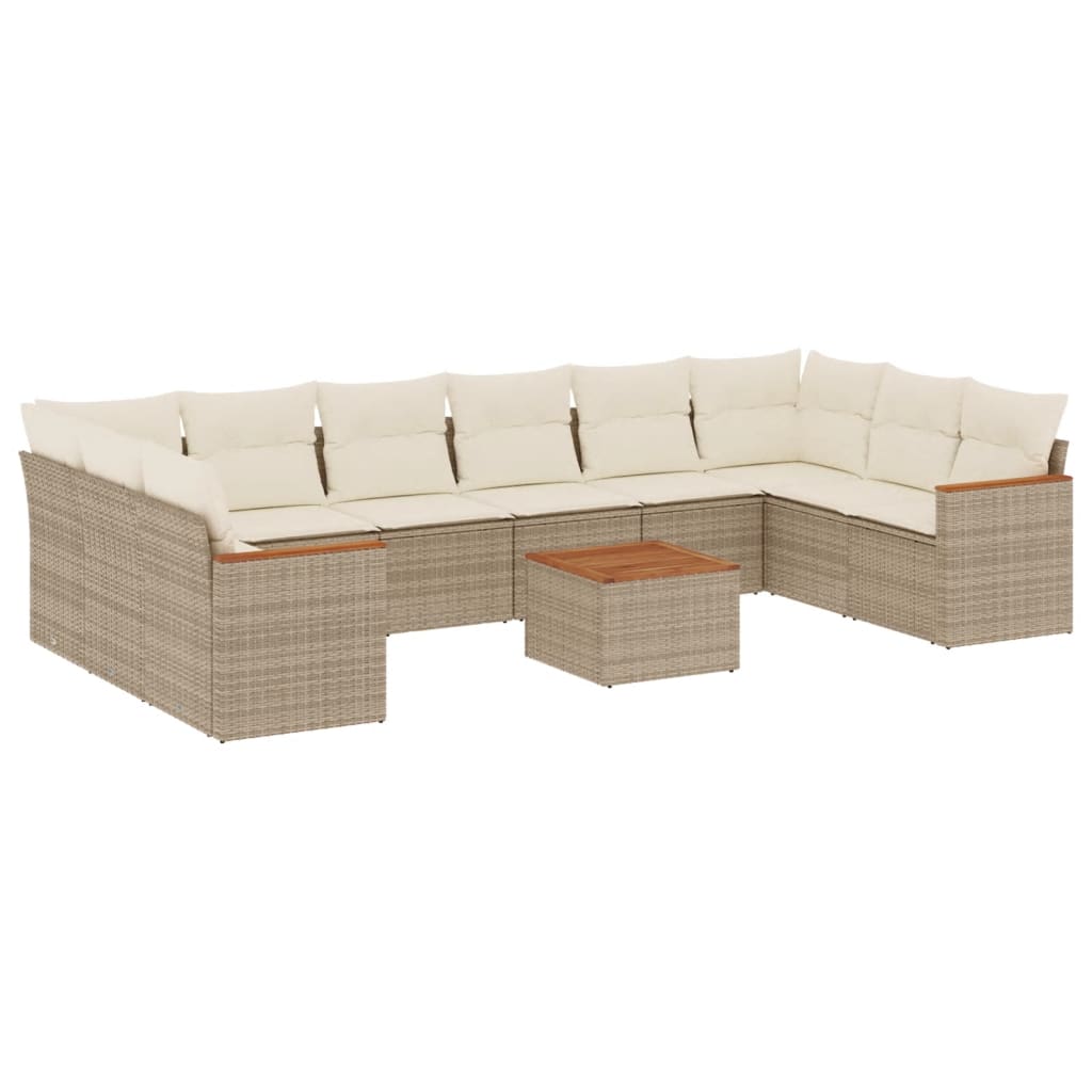 vidaXL 10-Piece Lounge Set with Cushions Poly Rattan Black