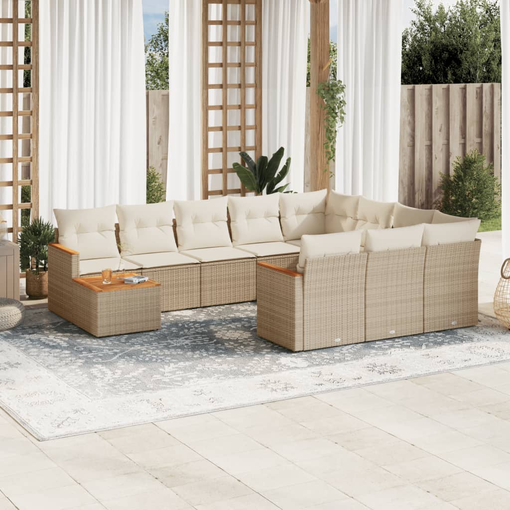 vidaXL 11-delige Loungeset met kussens poly rattan zwart