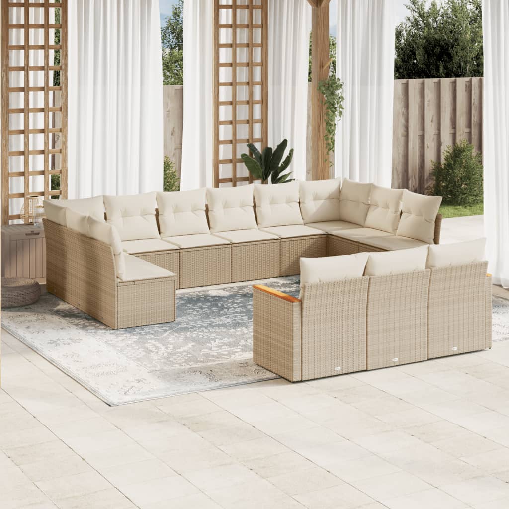 vidaXL 13-Piece Poly Rattan Lounge Set with Cushions Black