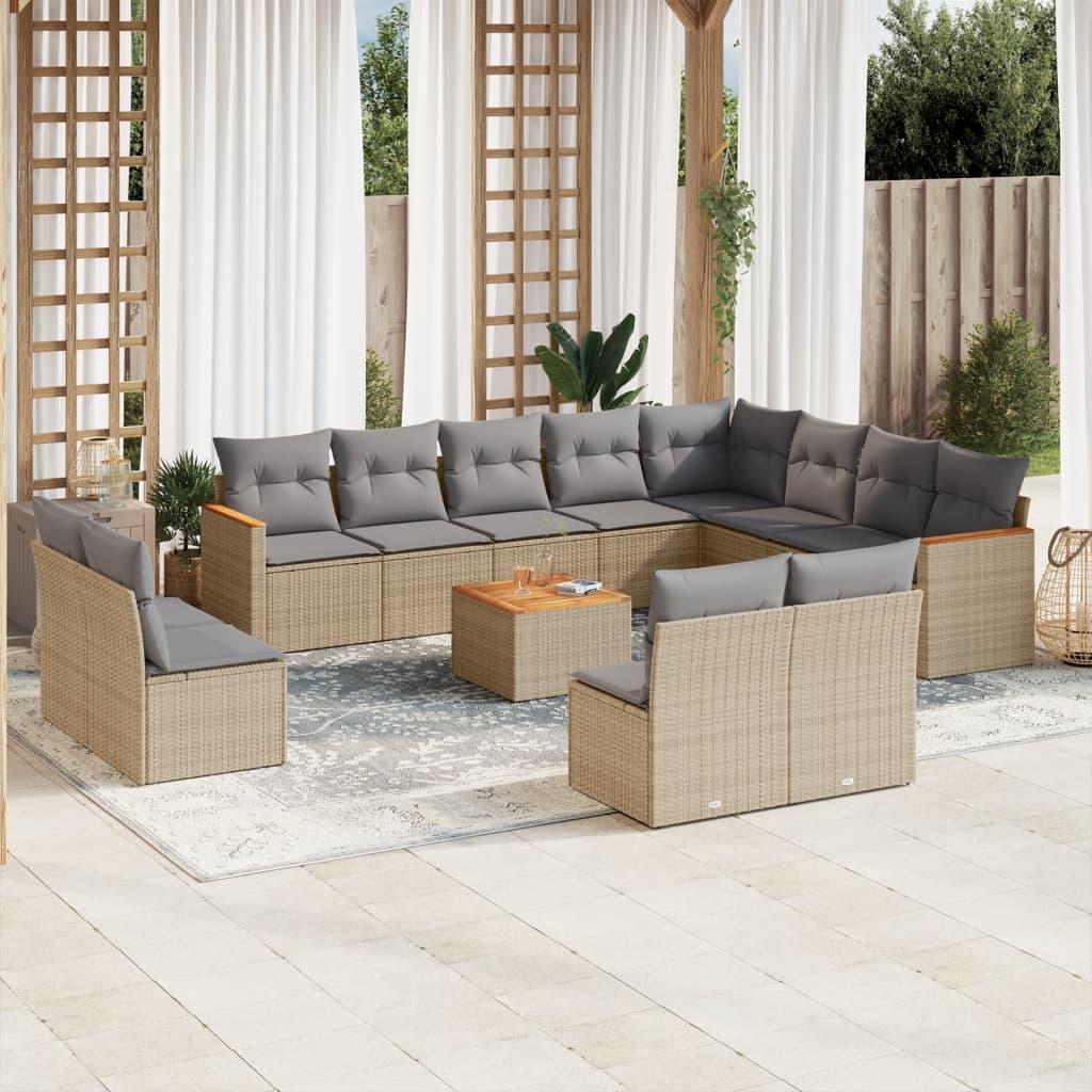 vidaXL 12-delige Loungeset met kussens poly rattan zwart