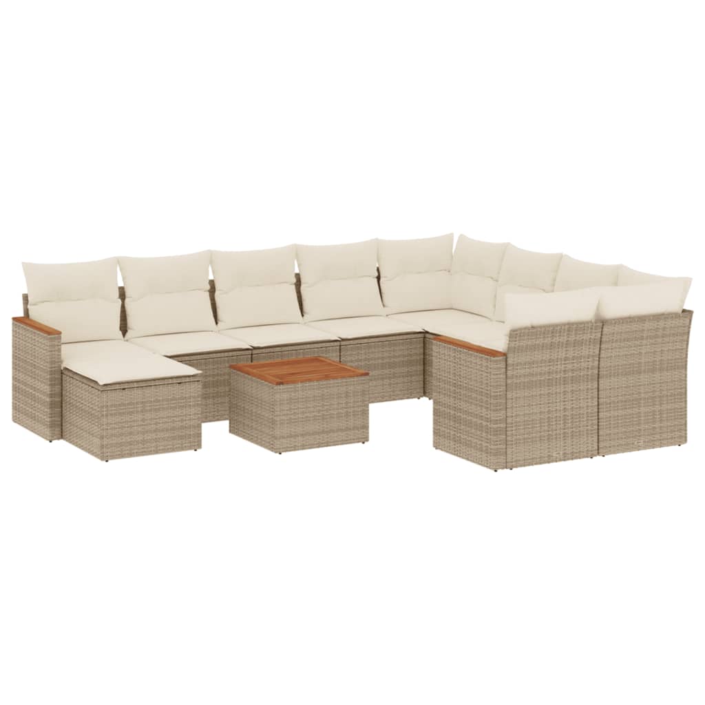 vidaXL 11-delige Loungeset met kussens poly rattan zwart