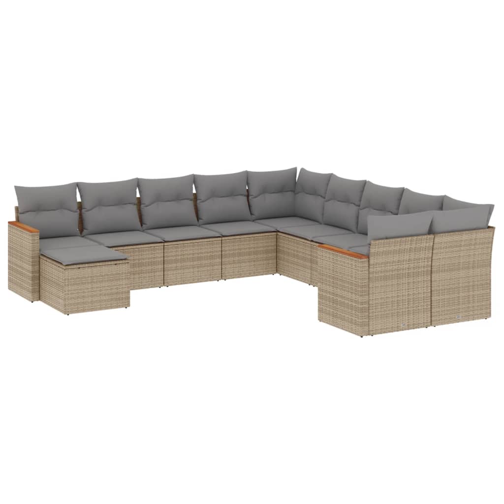 vidaXL 11-Piece Lounge Set with Cushions Poly Rattan Black