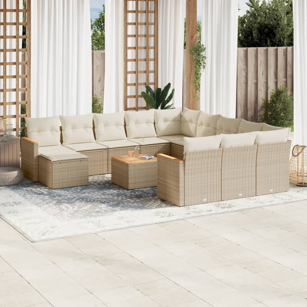 vidaXL 12-piece Lounge Set with Cushions Poly Rattan Black
