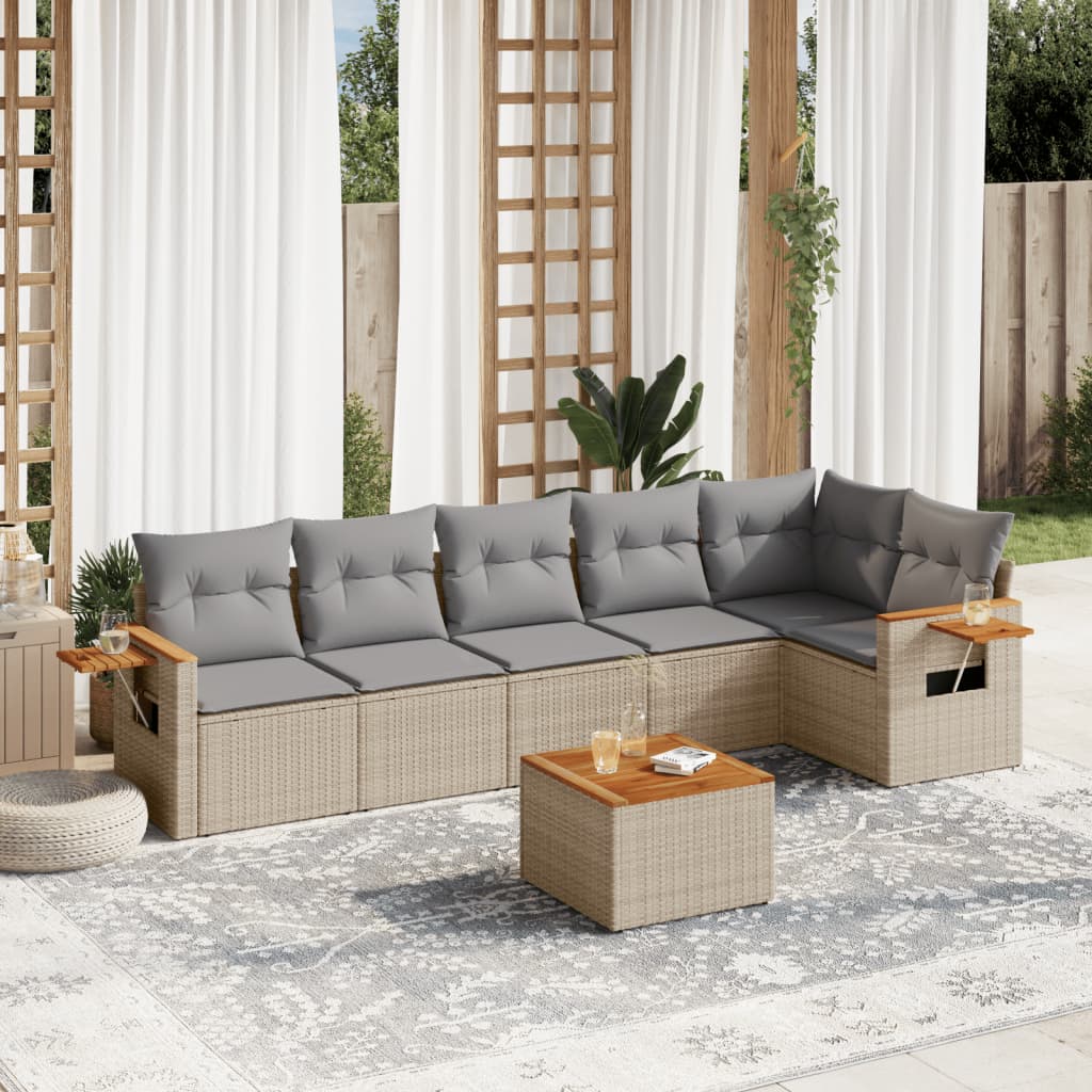 vidaXL 6-Piece Lounge Set with Cushions Poly Rattan Black