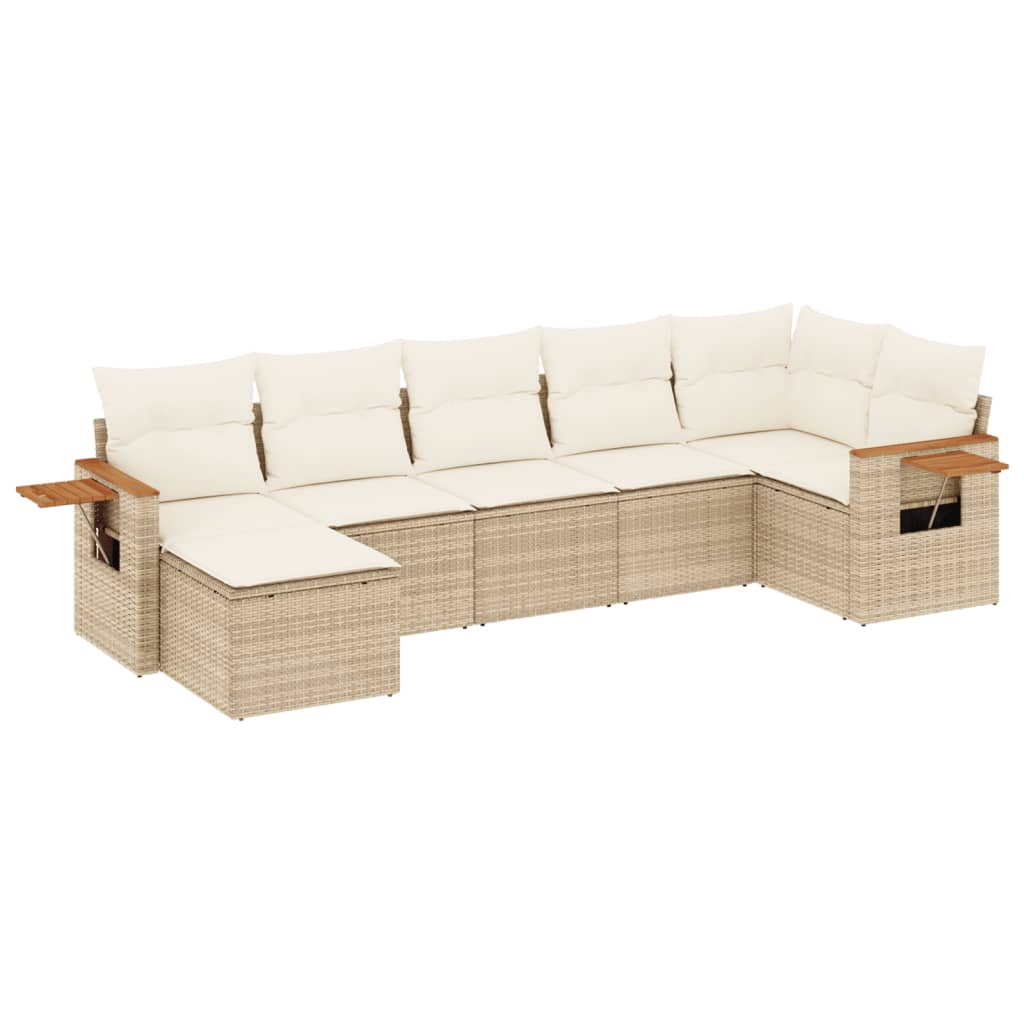 vidaXL 7-Piece Lounge Set with Cushions Poly Rattan Black