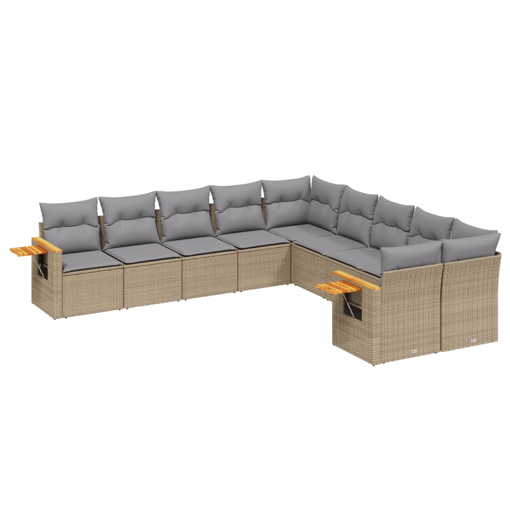 vidaXL 10-piece Lounge Set with Cushions Poly Rattan Black