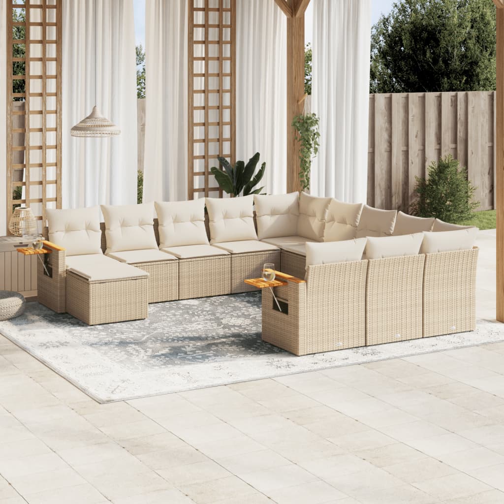 vidaXL 11-delige Loungeset met kussens poly rattan zwart