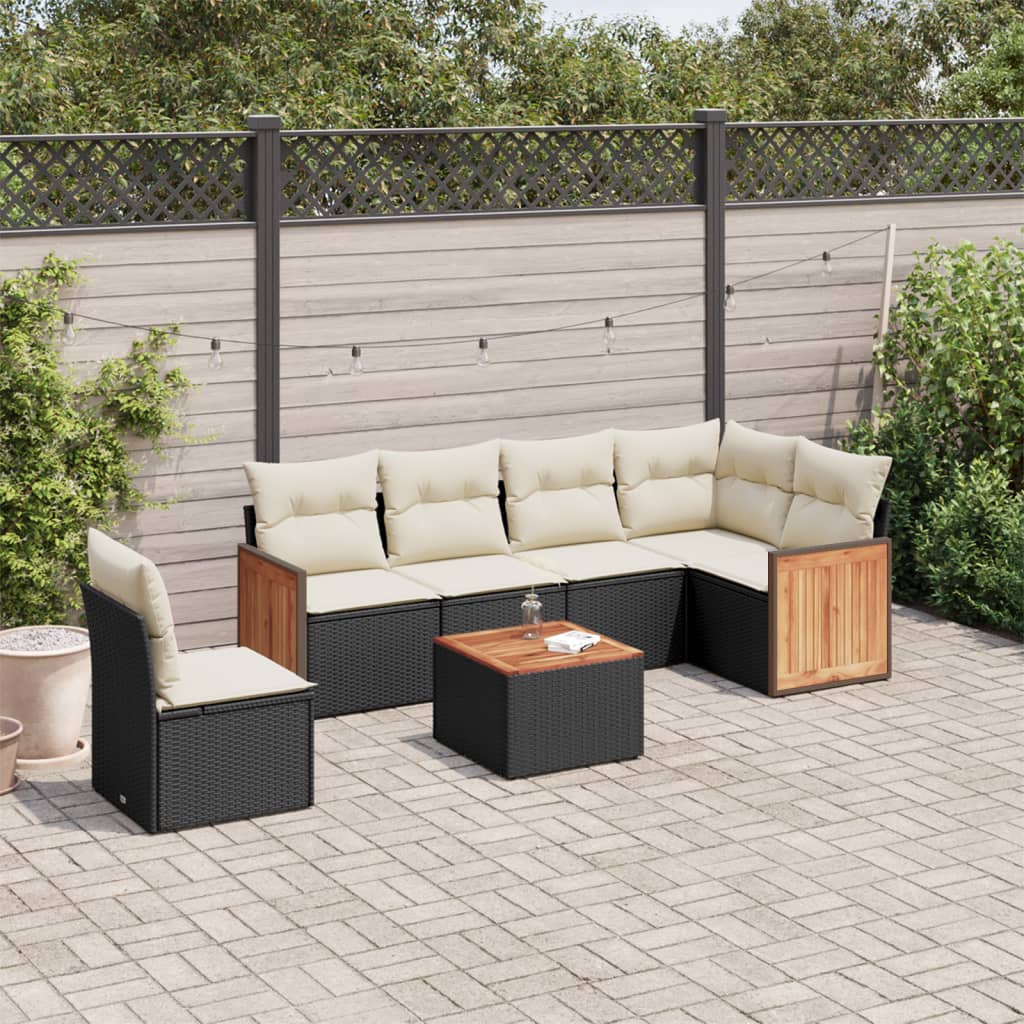 vidaXL 6-Piece Lounge Set with Cushions Poly Rattan Black