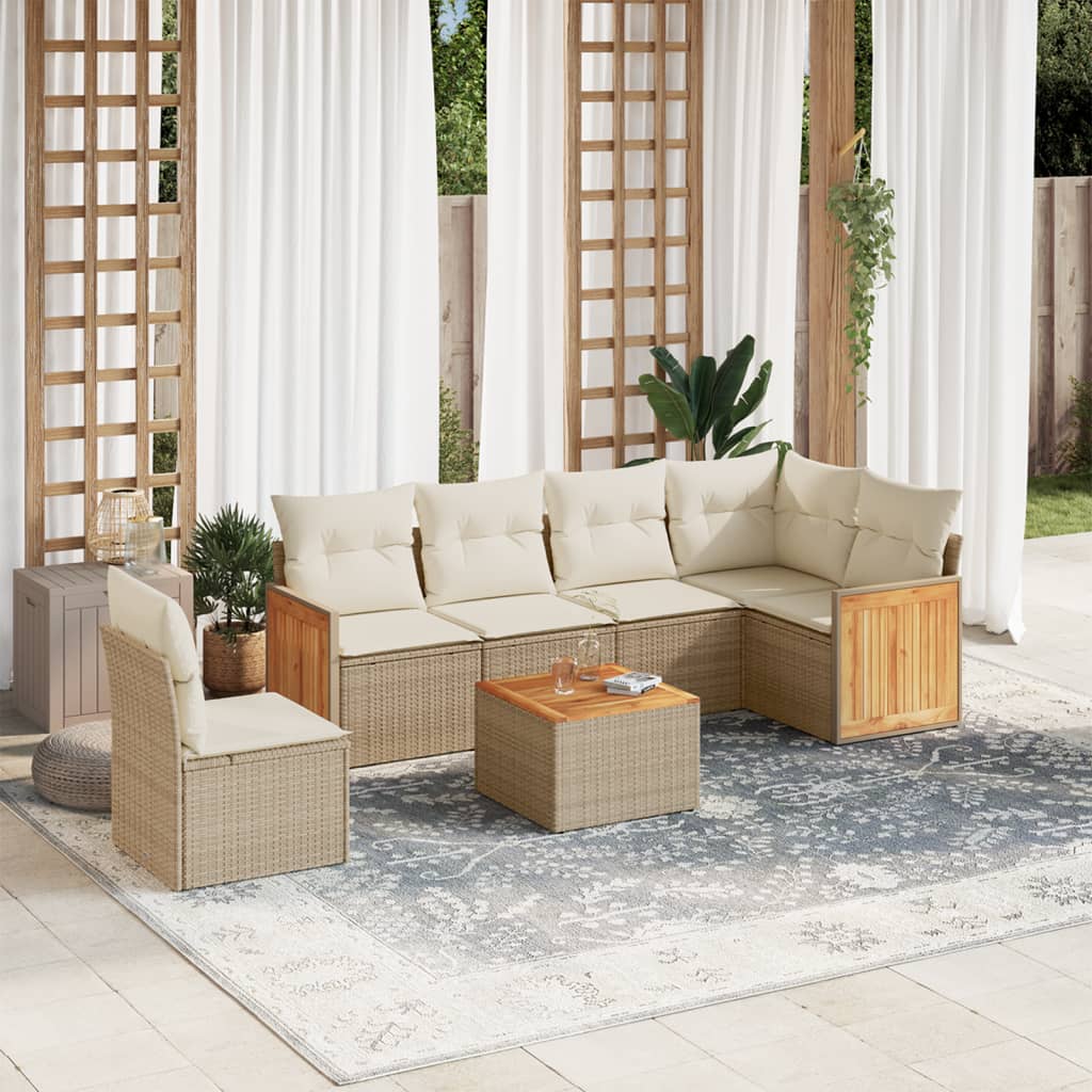 vidaXL 6-Piece Lounge Set with Cushions Poly Rattan Black