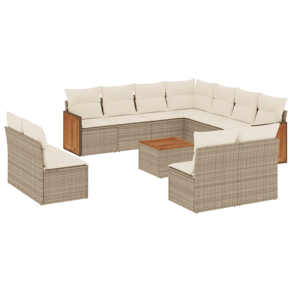 vidaXL 11-Piece Lounge Set with Cushions Poly Rattan Black