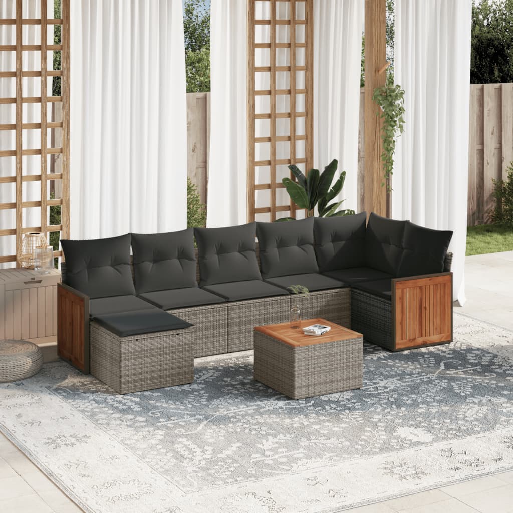 vidaXL 7-piece Lounge Set with Cushions Polyrattan Black