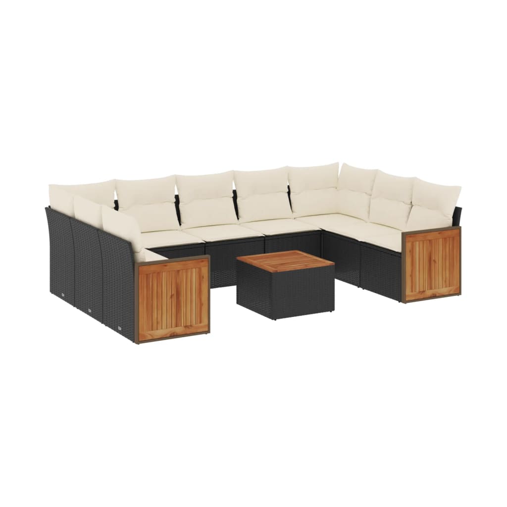 vidaXL 9-piece Lounge Set with cushions poly rattan black