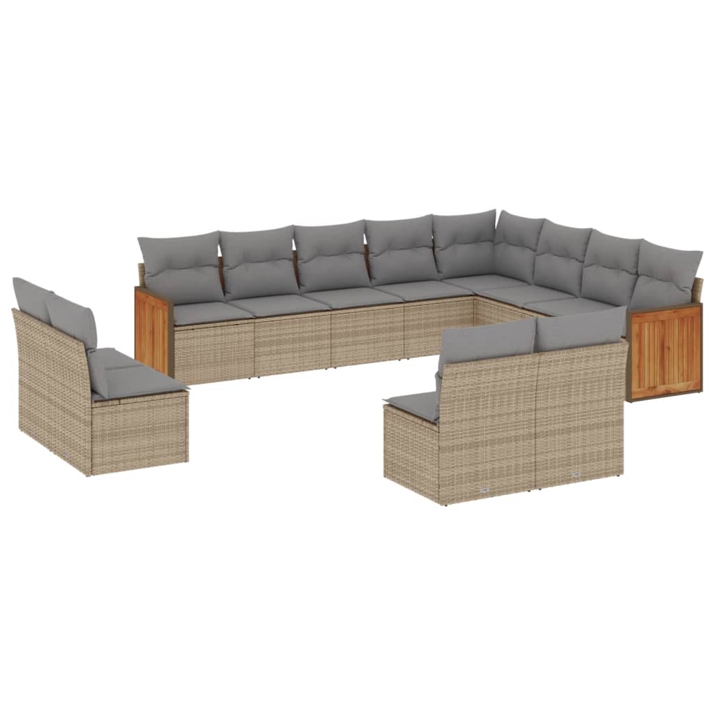 vidaXL 12-Piece Lounge Set with Cushions Poly Rattan Black