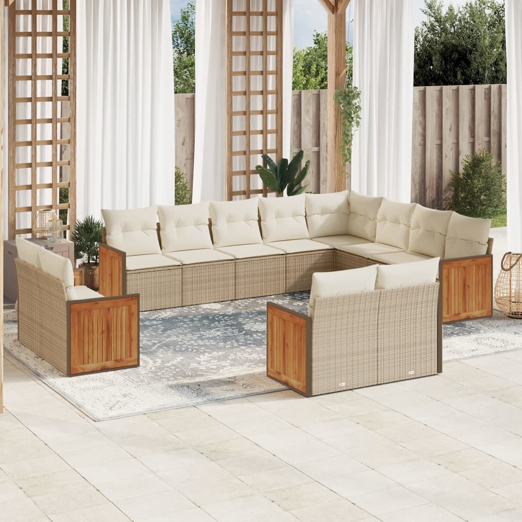 vidaXL 12-piece Lounge Set with Cushions Poly Rattan Black