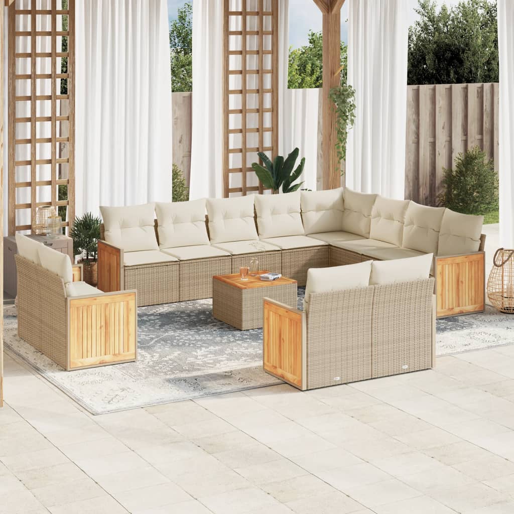 vidaXL 12-piece Lounge Set with Cushions Poly Rattan Black