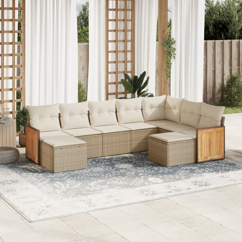 vidaXL 9-piece Poly Rattan Lounge Set with Cushions Black