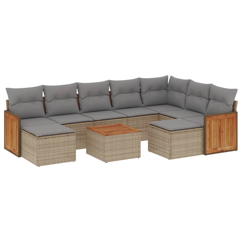 vidaXL 9-piece Poly Rattan Lounge Set with Cushions Black