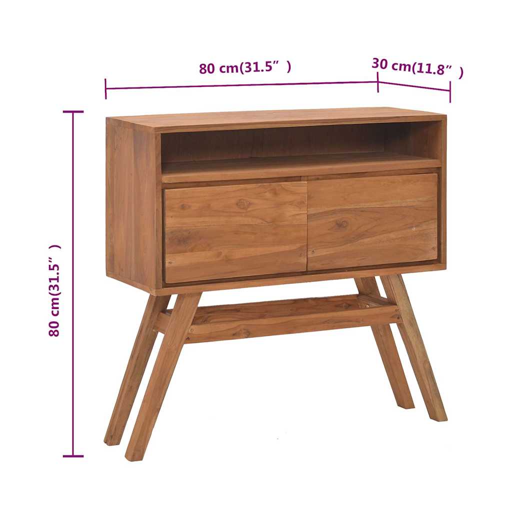 vidaXL Wandtafel 80x30x80 cm massief teakhout