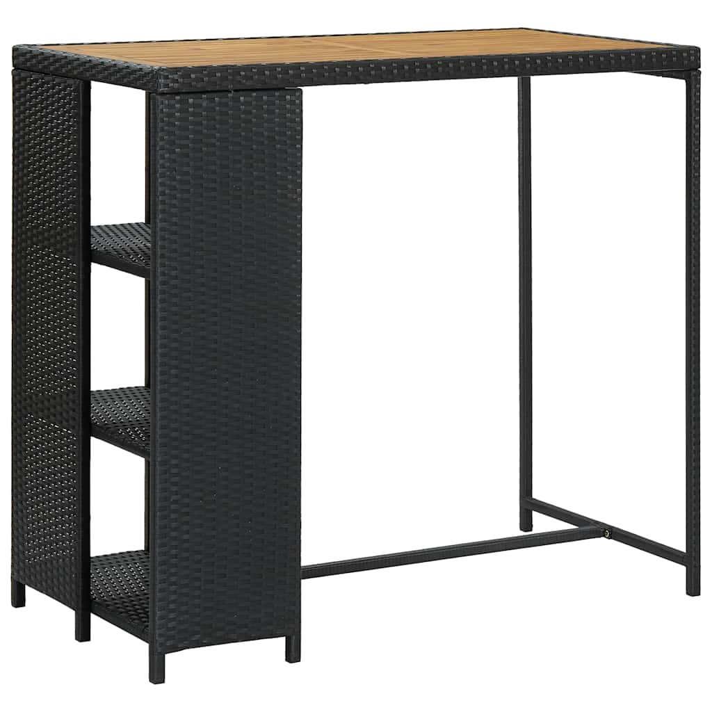 vidaXL 3-delige Tuinbarset met kussens poly rattan zwart