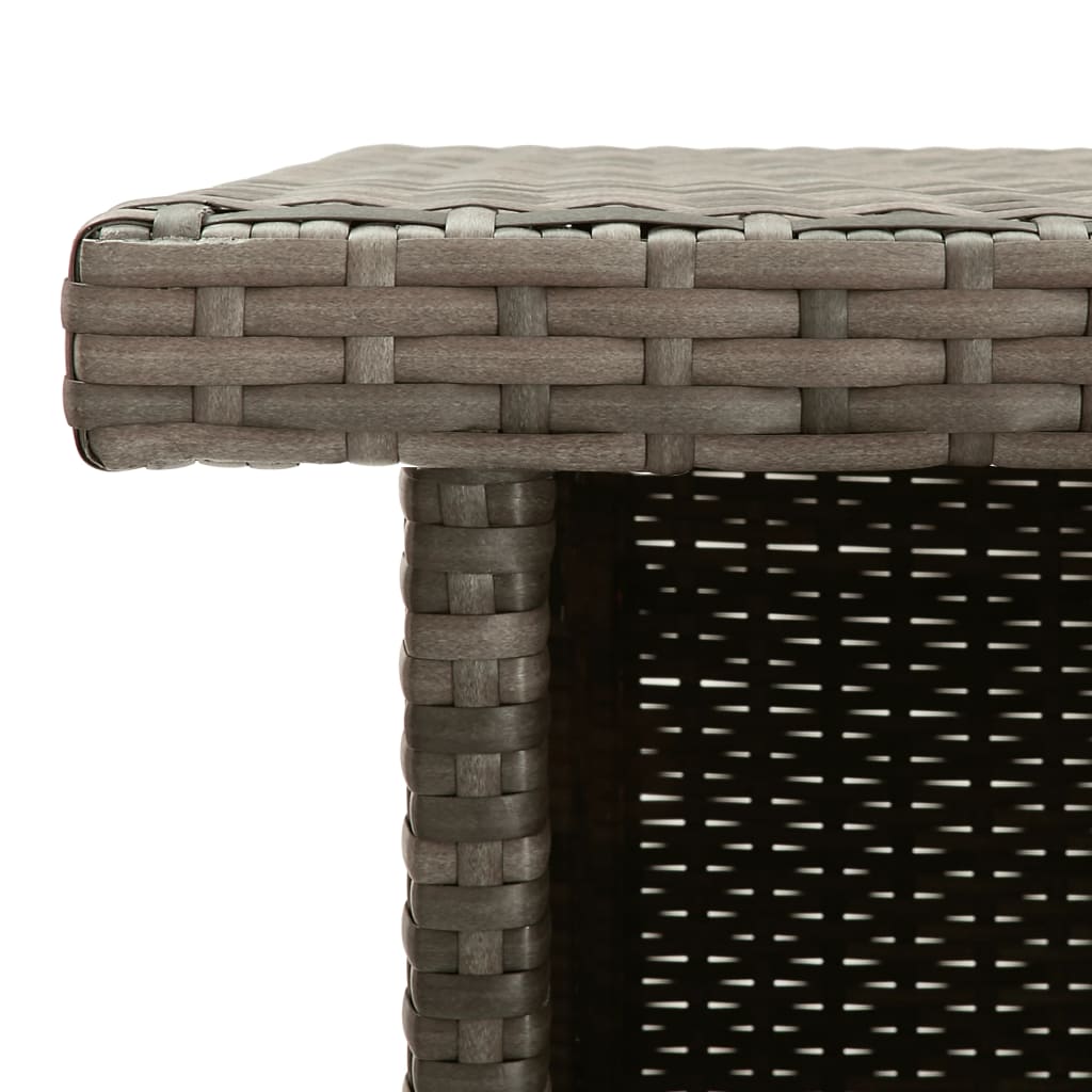 vidaXL 3-Piece Garden Bar Set with Cushions Poly Rattan Grey