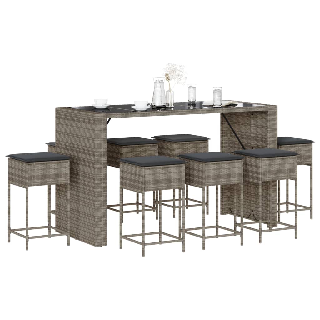 vidaXL 5-piece Garden Bar Set with Cushions Poly Rattan Brown