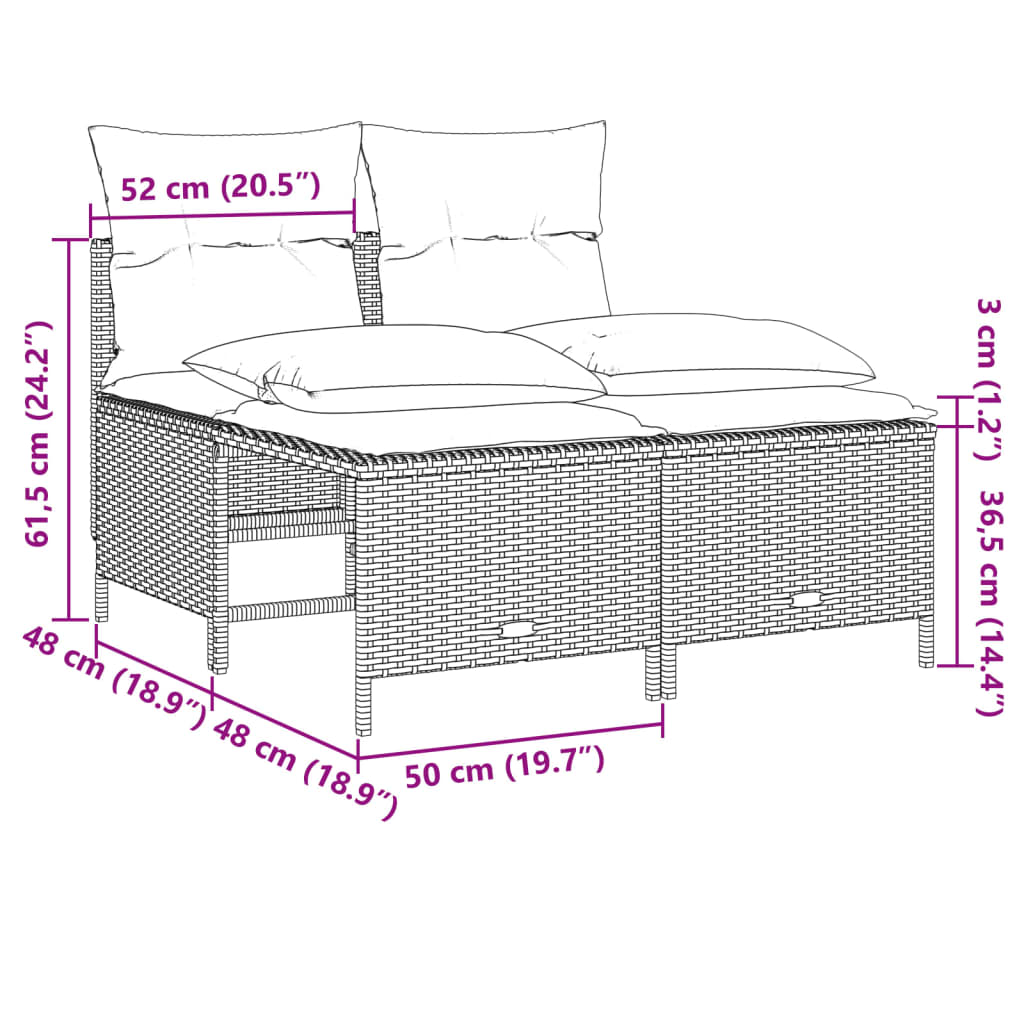 vidaXL 5-delige Loungeset met kussens poly rattan zwart